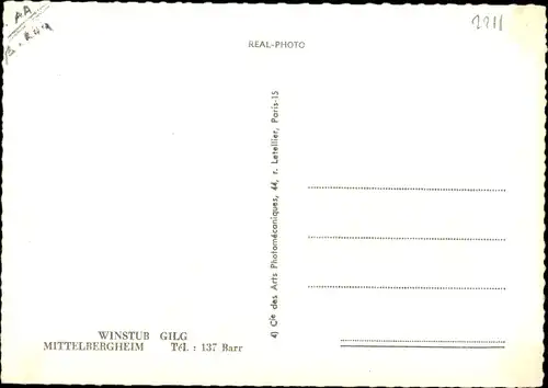 Ak Mittelbergheim Elsass Bas Rhin, Winstub Gilg