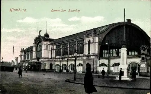 Ak Hamburg Eimsbüttel Rotherbaum, Dammtor Bahnhof, Straßenseite