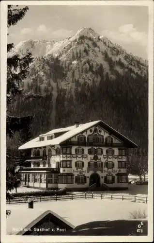 Ak Neuhaus Schliersee in Oberbayern, Gasthof zur Post im Winter