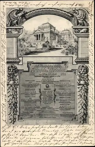 Ak Wiesbaden in Hessen, Festspiele 1902, Armide, Oberon, Der schwarze Domino