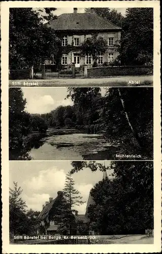 Ak Börstel Berge Niedersachsen, Stift Börstel, Abtei, Mühlenteich