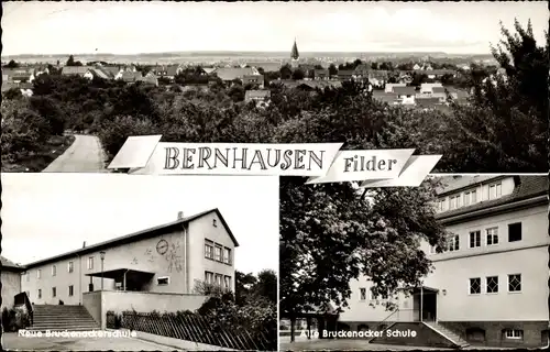 Ak Bernhausen Filderstadt Baden Württemberg, Neue und Alte Bruckenacker Schule