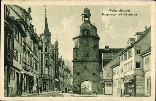Ak Waltershausen in Thüringen, Hauptstraße, Nikolaustor