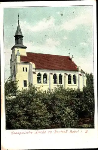 Ak Jablonné v Podještědí Deutsch Gabel Region Reichenberg, Ev. Kirche