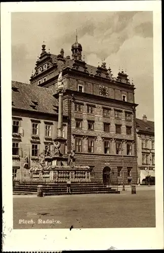 Ak Plzeň Pilsen Stadt, Radnice, Rathaus, Denkmal