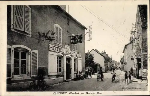 Ak Quingey Doubs, Grande Rue, Hotel de la Poste