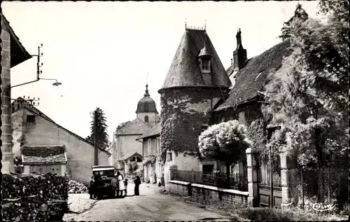 Ak Moncey Doubs, Route de Thurey, La Tour et l'Eglise