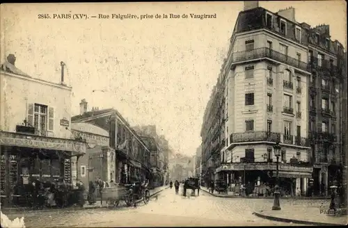 Ak Paris XV. Arrondissement Vaugirard, Rue Falguiere, prise de la Rue Vugirard