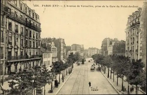 Ak Paris XVI. Arrondissement Passy, L'Avenue de Versailles, prise de la Gare du Point du Jour