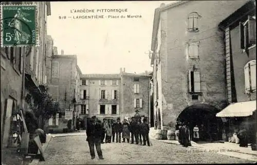 Ak Largentière Ardèche, Place du Marche