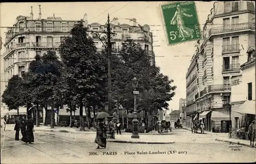 Ak Paris XV. Arrondissement Vaugirard, Place Saint Lambert