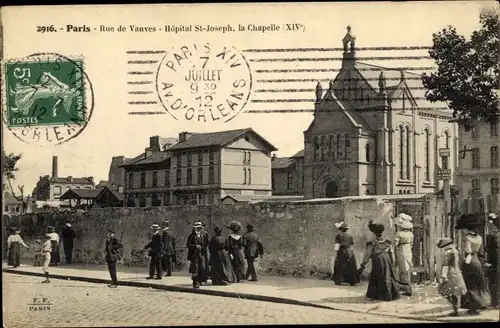 Ak Paris XIV. Arrondissement Observatoire, Rue de Vanves, Hopital St. Joseph