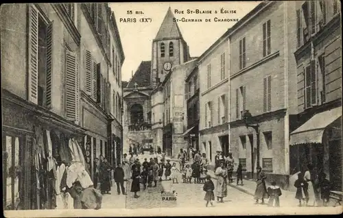Ak Paris XX. Arrondissement Ménilmontant, Eglise St. Germain de Charonne, Rue St. Blaise