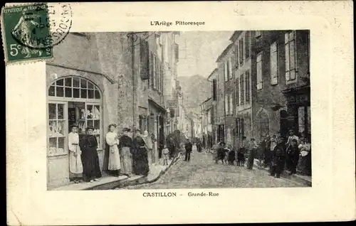 Ak Castillon Ariège, Grande Rue