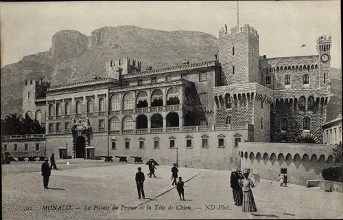 Ak Monaco, Le Palais du Prince et la Tete de Chien, Passanten