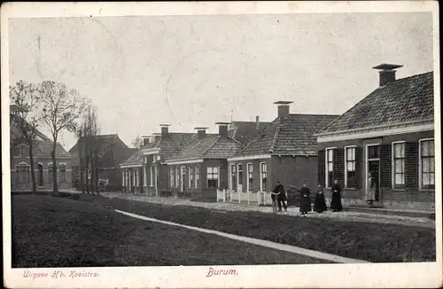 Ak Burum Friesland Niederlande, Straßenpartie im Ort