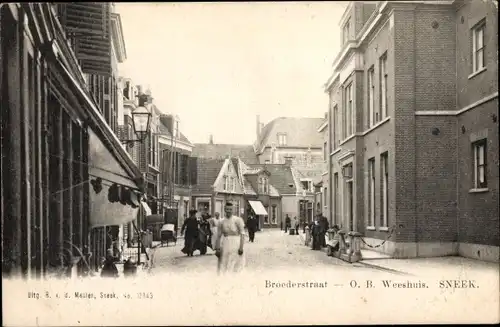 Ak Snits Sneek Friesland Niederlande, Broederstraat, O. B. Weeshuis