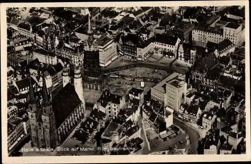 Ak Halle an der Saale, Fliegeraufnahme der Stadt, Markt