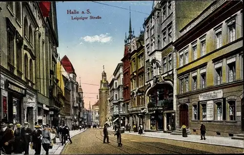 Ak Halle an der Saale, Leipziger Straße, Geschäfte, Manufakturwaren