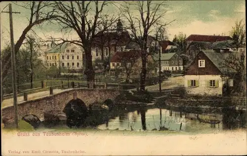 Ak Taubenheim Sohland an der Spree Sachsen, Blick auf den Ort, Brücke