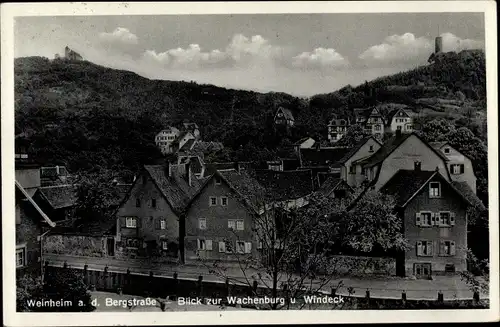 Ak Weinheim an der Bergstraße Baden, Blick zur Wachenburg und Windeck