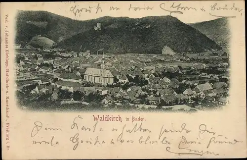 Ak Waldkirch in Baden, Totalansicht der Ortschaft, Kirche