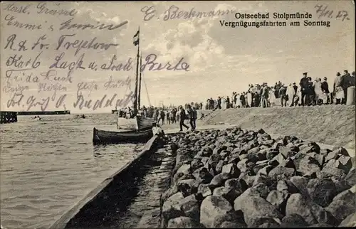 Ak Ustka Stolpmünde Pommern, Vergnügungsfahrten am Sonntag