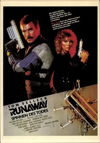 Ak Schauspieler Tom Selleck, Filmplakat Runaway – Spinnen des Todes