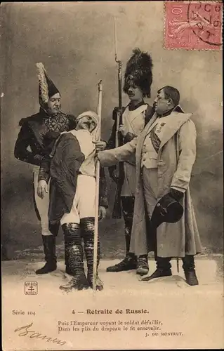 Ak Napoleon, Retraite de Russie, J. du Montrut, Schauspieler, Theaterszene