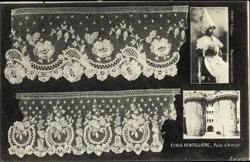 Ak Ecole Dentelliere, Point d'Alencon, Spitzen, Klöppeln
