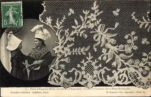 Ak Point d&#39;Argentan, Ecole dentelliere d'Argentan, Coiffes et Costumes de Basse Normandie