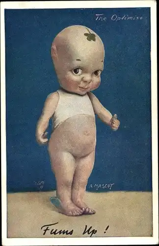 Künstler Ak Mascot, A., Kind-Portrait, Baby, Glücksklee, The Optimise