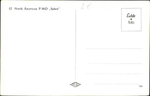 Ak North American F-86D Sabre, US Air Force, FU-460, Amerikanisches Militärflugzeug