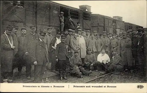 Ak Roanne Loire, Prisonnieres et blesses, Kriegsgefangene, I WK