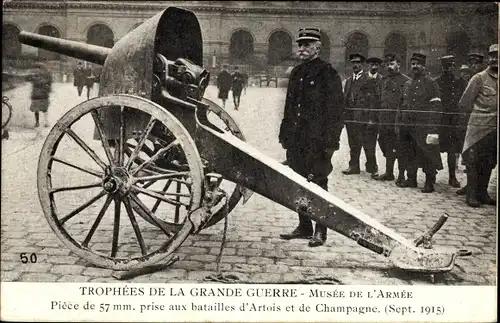 Ak Trophees de la Grande Guerre, Musee de l'Armee, Piece de 57mm, prise aux batailles d'Artois, I WK