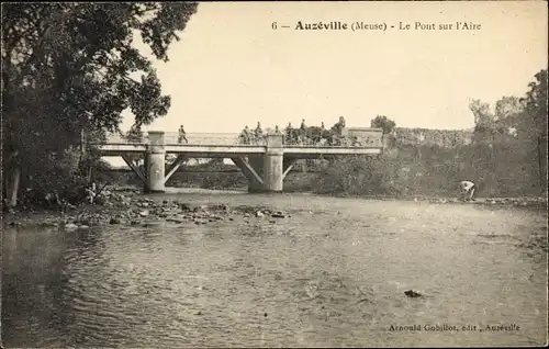 Ak Auzéville en Argonne Meuse, Le Pont sur l'Aire