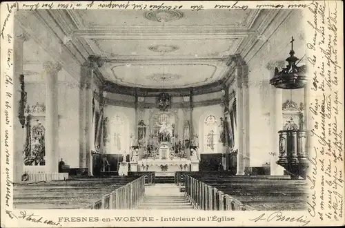 Ak Fresnes en Woëvre Meuse, Inneres der Kirche