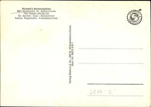 Ak Wulsbüttel Hagen im Bremischen Niedersachsen, Wunschs Sommergarten