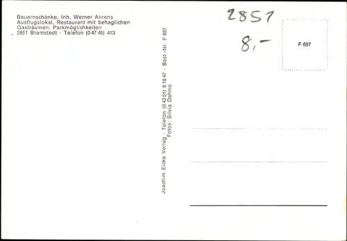 Ak Bramstedt Hagen, Gasthof Bauernschänke, Inh. Werner Ahrens