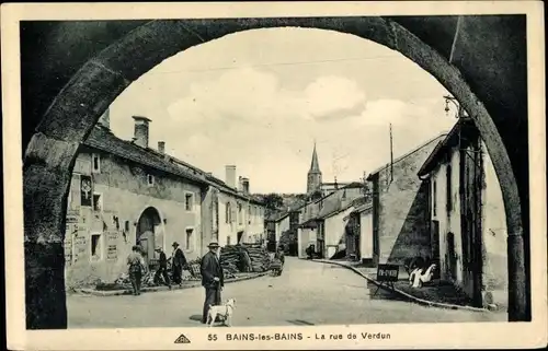 Ak Bains les Bains Vosges, La rue de Verdun