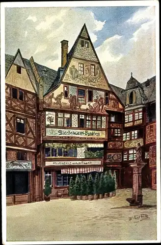 Künstler Ak Liebig, Frankfurt am Main, Altdeutsche Bierstube, Bierbrauerei Binding