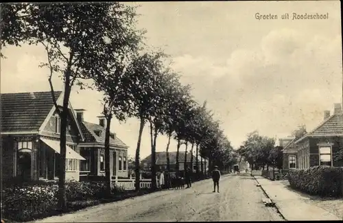 Ak Roodeschool Groningen Niederlande, Straßenpartie, Häuser