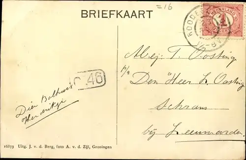 Ak Roodeschool Groningen Niederlande, Straßenpartie, Häuser