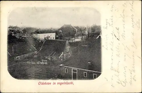 Ak Oldehove Groningen, In Vogelvlucht, Ort aus der Vogelschau