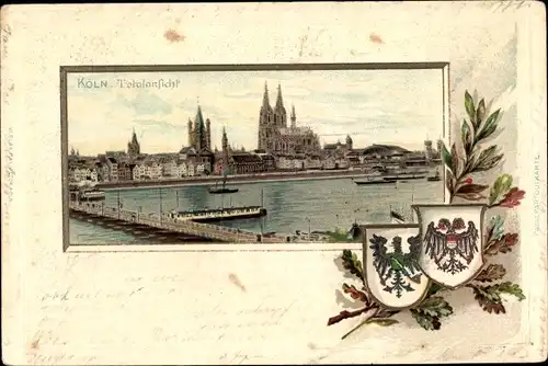 Präge Wappen Ak Köln am Rhein, Totalansicht