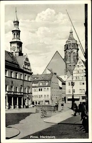 Ak Pirna an der Elbe, Marktplatz