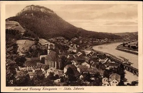 Ak Königstein an der Elbe Sächsische Schweiz, Stadt und Festung Königstein