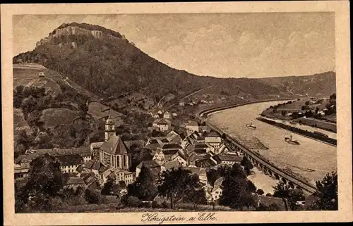 Ak Königstein an der Elbe Sächsische Schweiz, Stadt und Festung