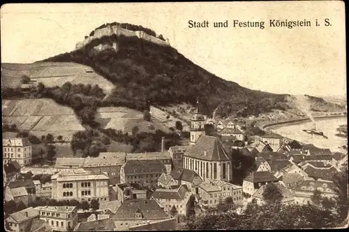 Ak Königstein an der Elbe Sächsische Schweiz, Stadt und Festung