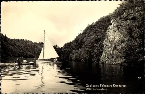 Ak Kriebstein Mittelsachsen, Zschopau Talsperre, Am Pfaffenstein, Segelboot